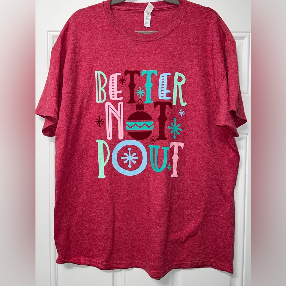 MOCO Boutique Better Not Pout short Sleeve Christmas Tshirt Size XL